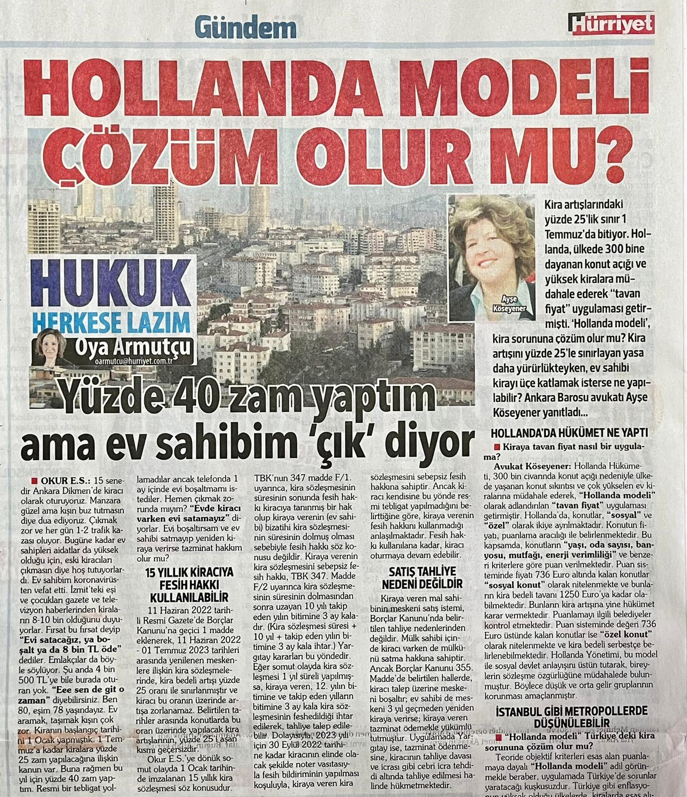 KİRA TESPİT DAVALARI, TAHLİYE DAVALARI VE HOLLANDA MODELİ